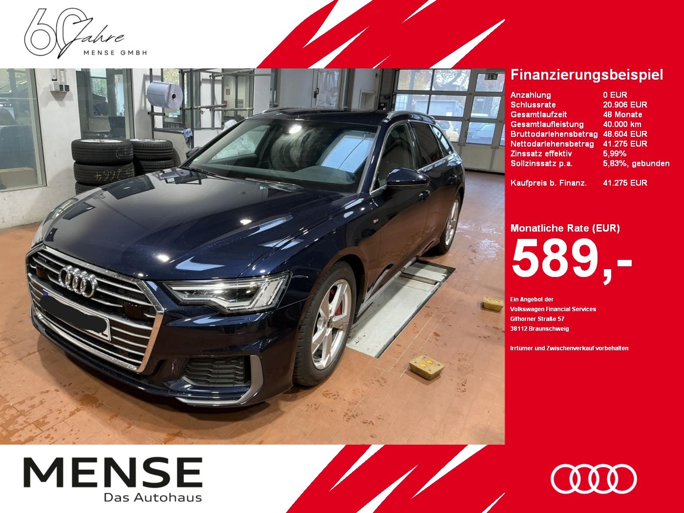 Fahrzeuge PKW autohaus mense Audi A6 Avant 55 TFSIe quattro S tronic S line Matrix