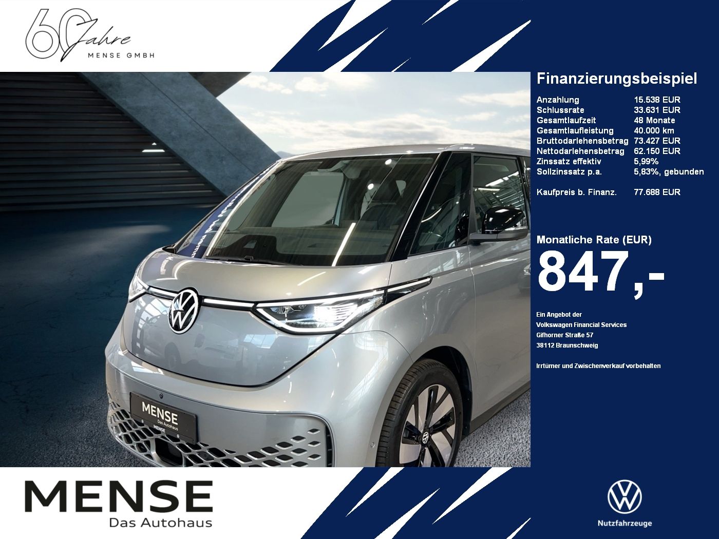 Fahrzeuge Nutzfahrzeuge/Camping autohaus mense Volkswagen ID. Buzz Pro kurzer Radstand Motor: 79 kWh Getri