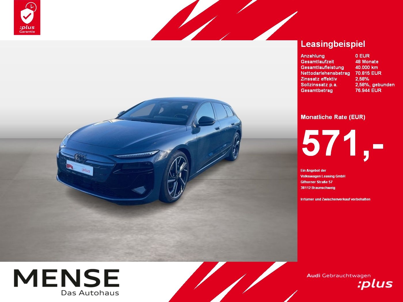 Fahrzeuge PKW autohaus mense Audi A6 Avant e-tron performance 270 kW S-Line AHK