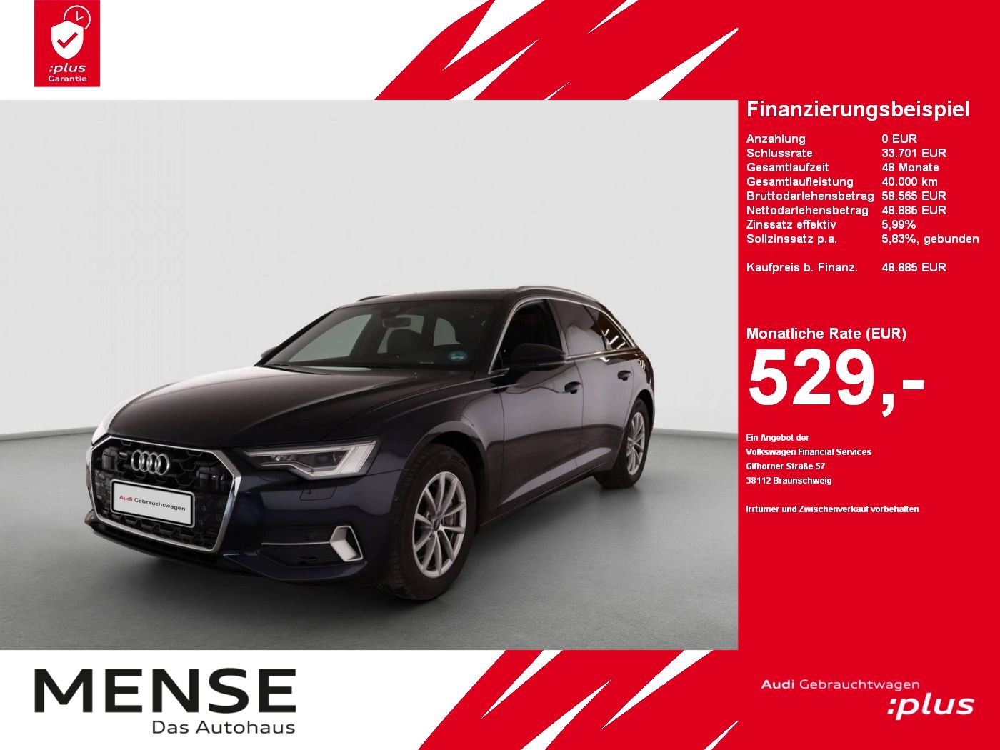Fahrzeuge PKW autohaus mense Audi A6 Avant 45 TFSI quattro S tronic advanced AHK