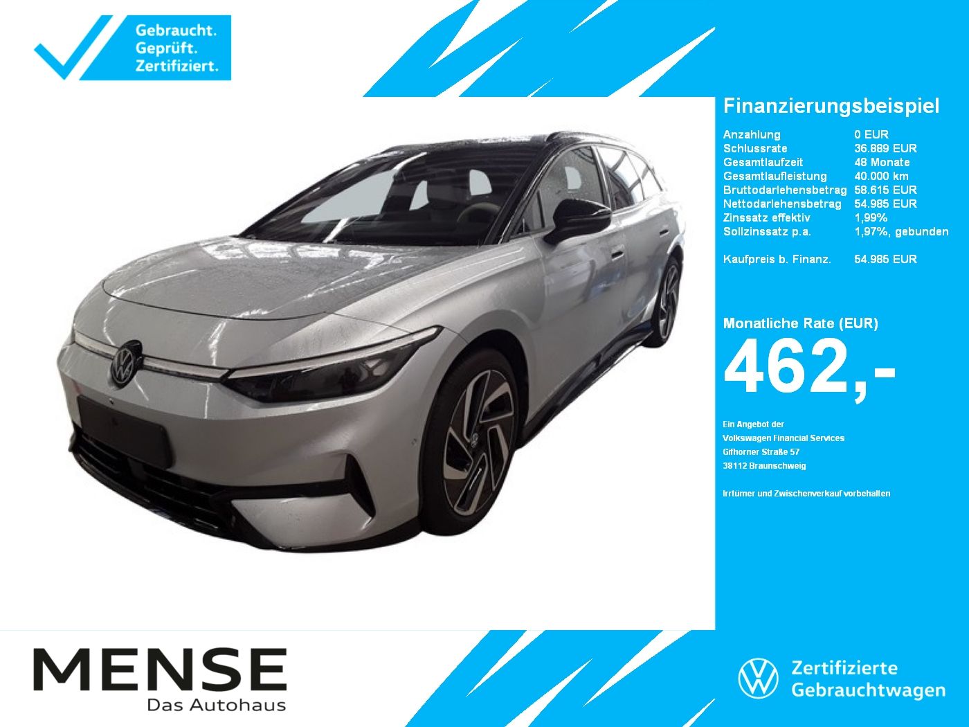 Fahrzeuge PKW autohaus mense Volkswagen ID.7 Tourer Pro S Automatik IQ.Light|Matrix|h/k