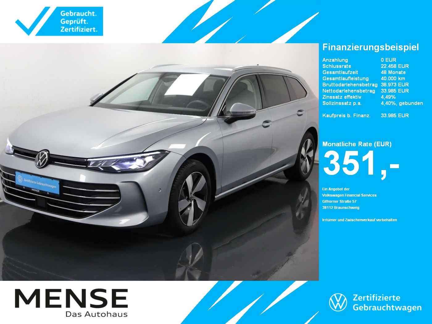 Fahrzeuge PKW autohaus mense Volkswagen Passat Variant 1.5 eTSI DSG Business CarPlay|AHK