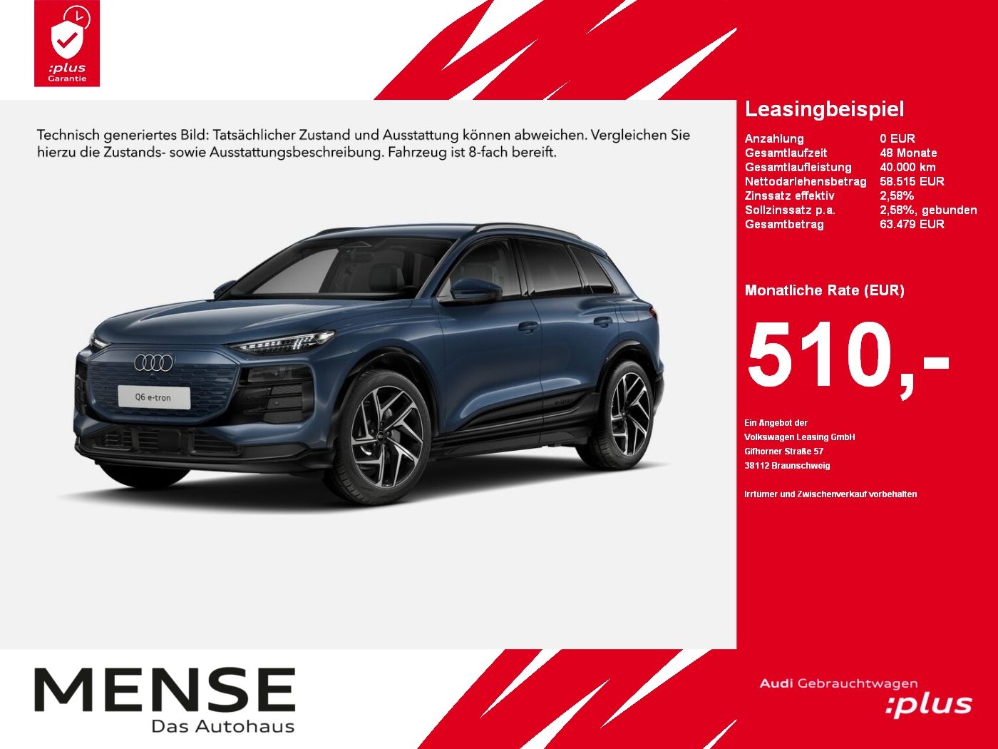 Fahrzeuge PKW autohaus mense Audi Q6 e-tron performance AHK|Standhzg|4xSHZG|ACC