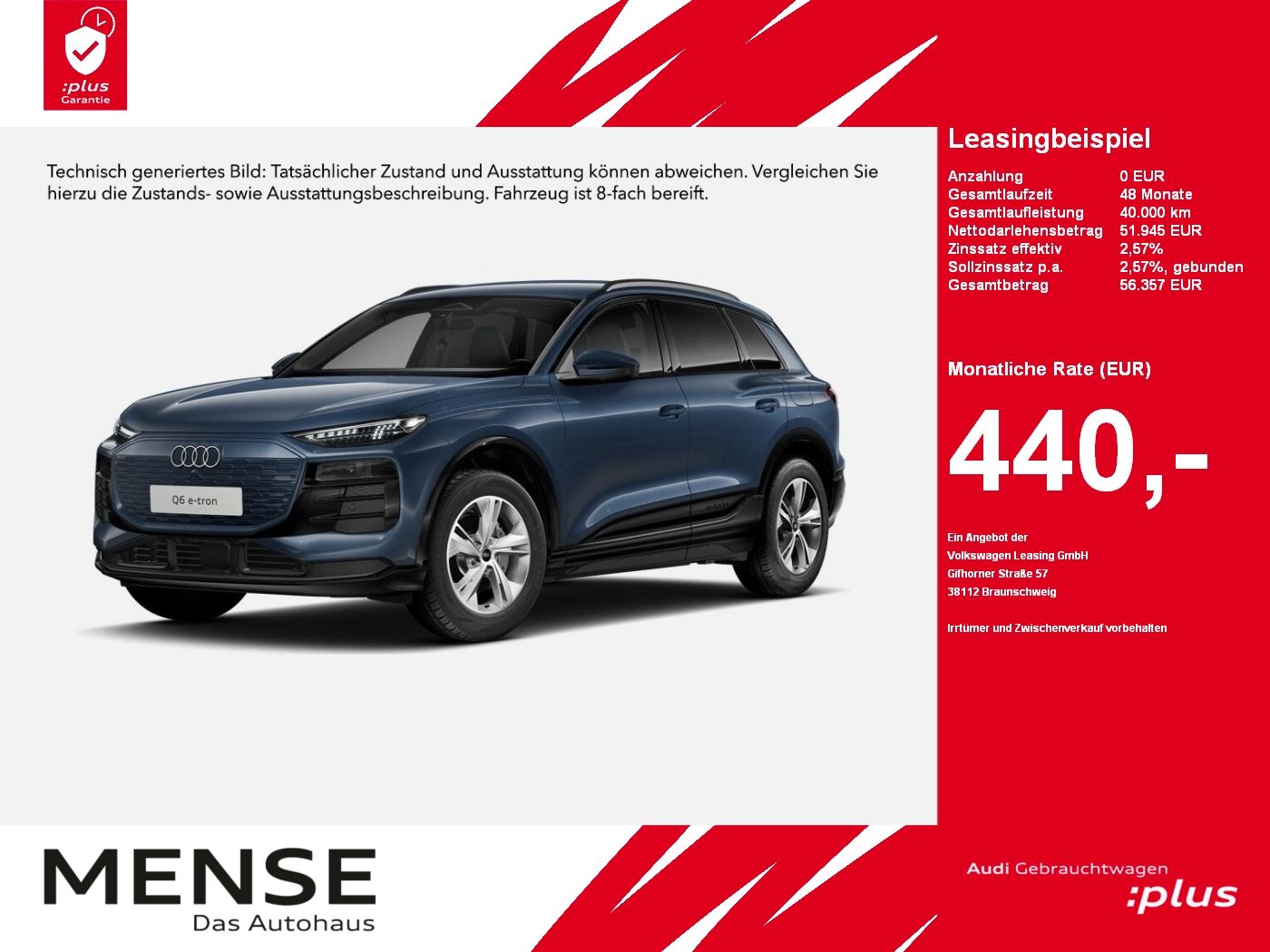 Fahrzeuge PKW autohaus mense Audi Q6 e-tron Standhzg|4xSHZG|ACC|LED|VirtualCP|PDC