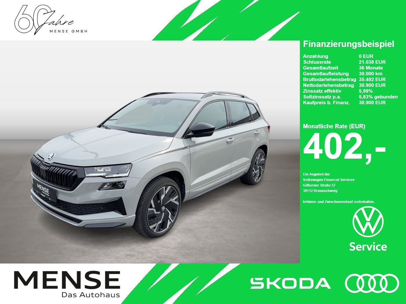 Fahrzeugabbildung SKODA Karoq Sportline 2.0l TSI 140kW 7-Gang-DSG 4x4 Ma - mit KI generiert/bearbeitet