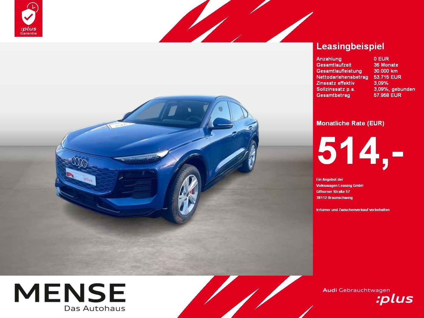 Fahrzeuge PKW autohaus mense Audi Q6 Sportback e-tron AHK|Standhzg|4xSHZG|ACC|LED