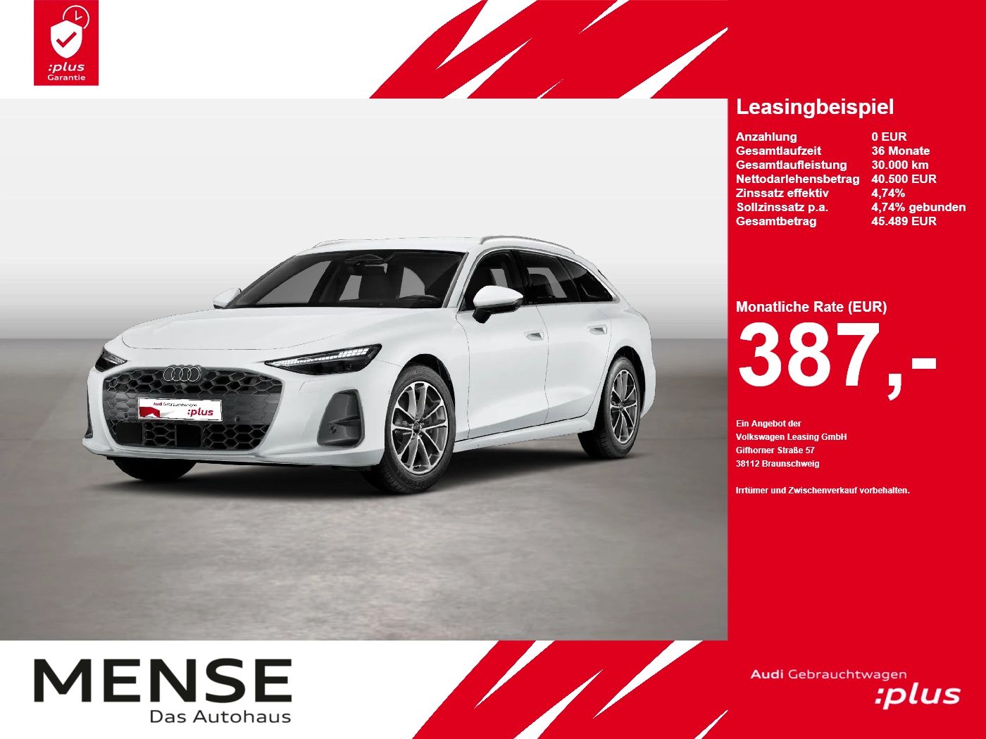 Fahrzeuge PKW autohaus mense Audi A6 Avant TFSI 150 kW S tronic AHK ACC LED Navi - mit KI generiert/bearbeitet