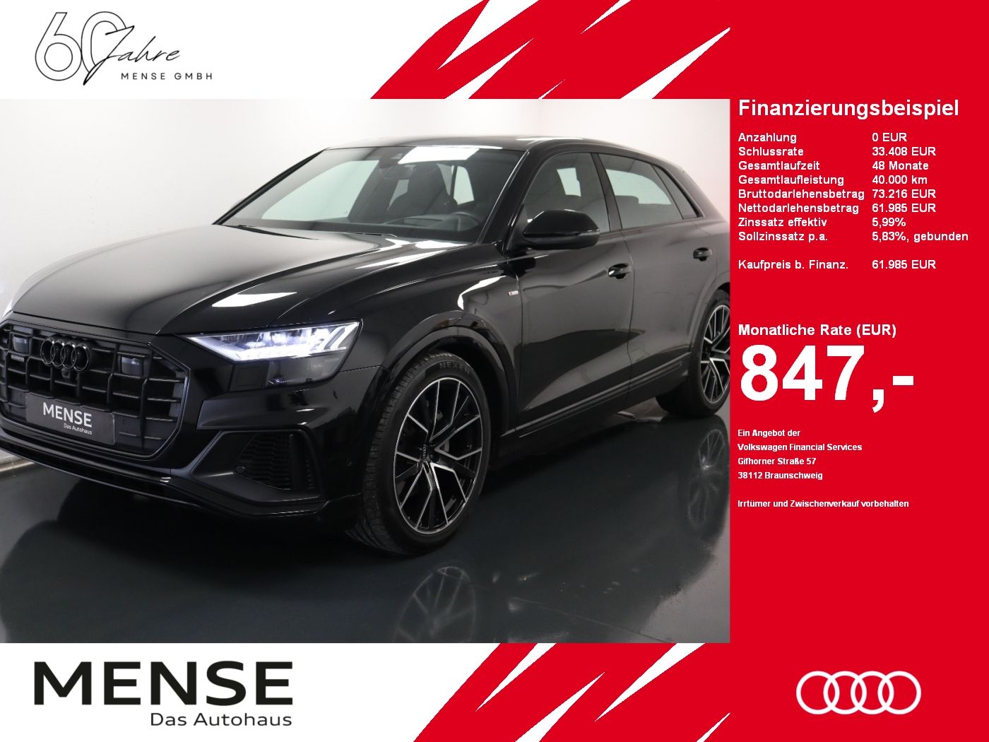 Fahrzeuge PKW autohaus mense Audi Q8 55 TFSI quattro S tronic S line Matrix|B&O|Ca