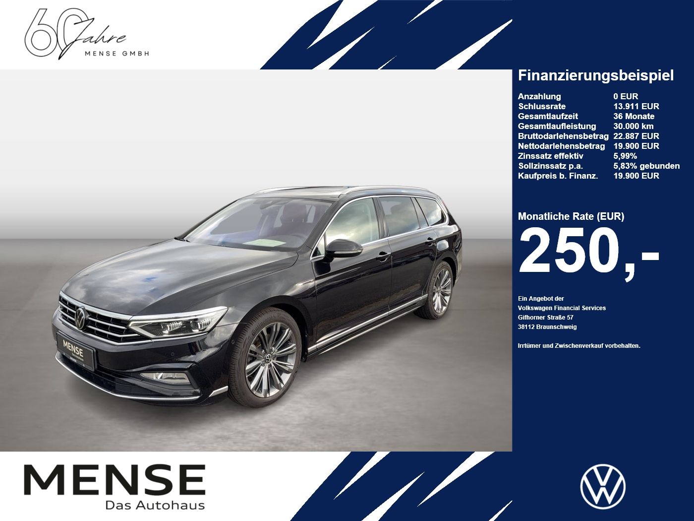 Fahrzeug autohaus mense Fahrzeugabbildung Volkswagen Passat Variant 2.0 TDI DSG Business IQ.Light SD - mit KI generiert/bearbeitet