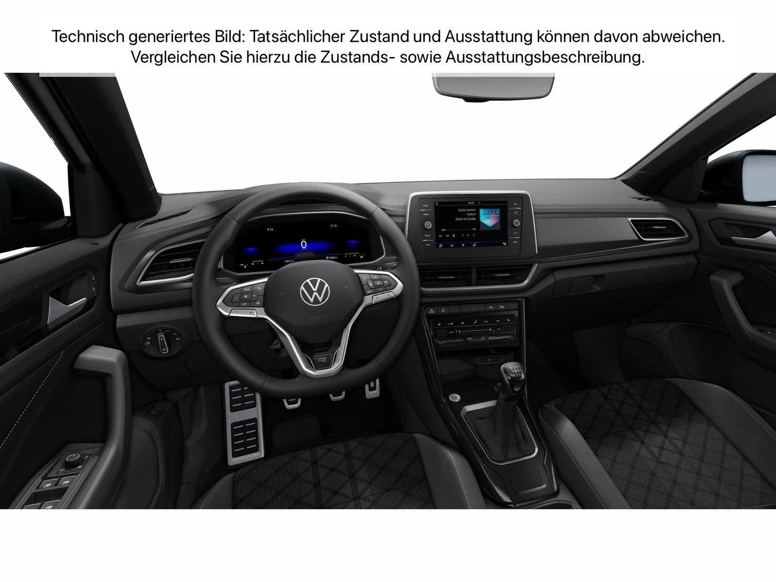 Fahrzeug autohaus mense Fahrzeugabbildung Volkswagen T-Roc 1.5 TSI R-Line IQ.Light Matrix CarPlay AHK - mit KI generiert/bearbeitet