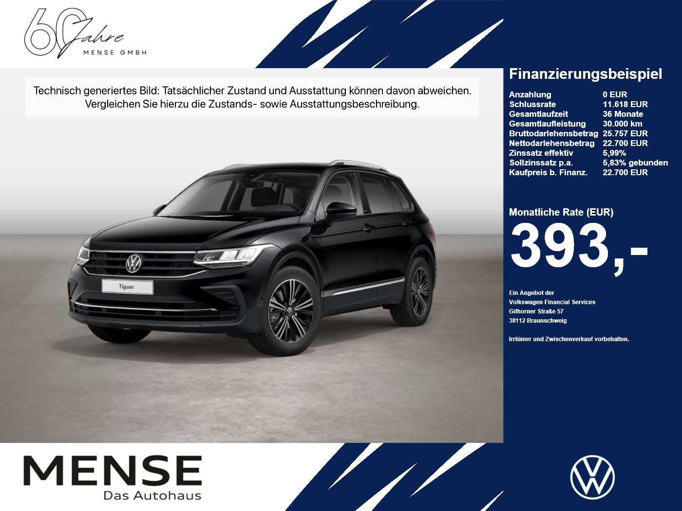 Fahrzeugabbildung Volkswagen Tiguan 2.0 TDI DSG Life Active Navi AHK RearView - mit KI generiert/bearbeitet