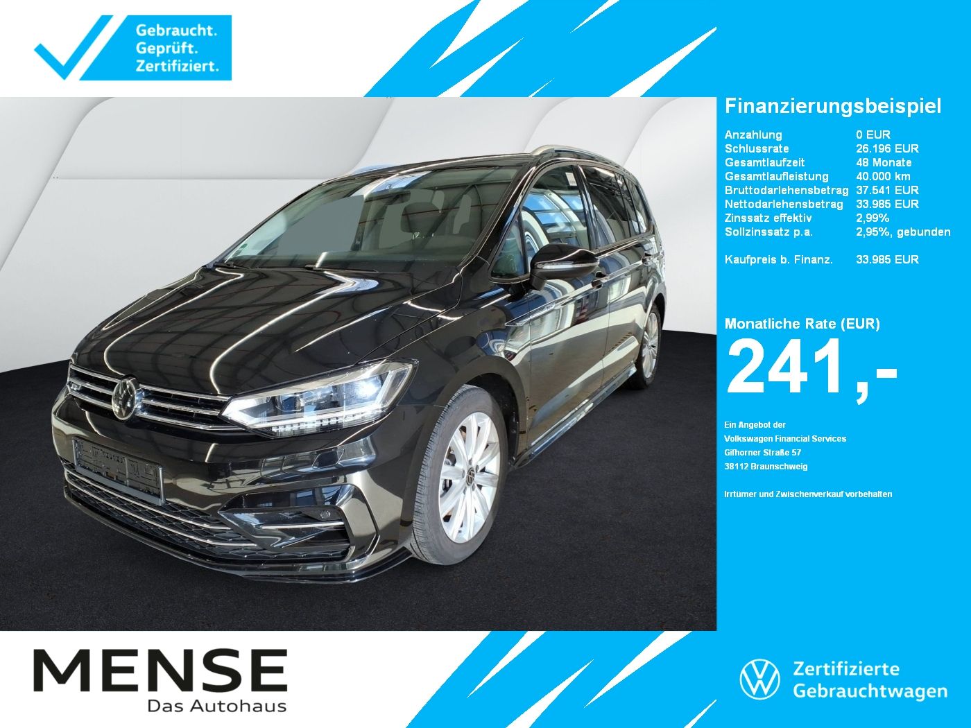 Fahrzeuge PKW autohaus mense Volkswagen Touran 1.5 TSI DSG Comfortline R line ACC|LED|LM