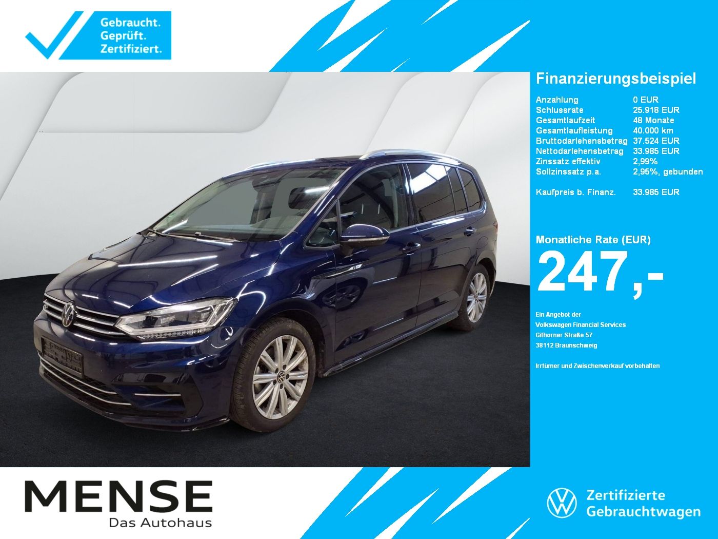 Fahrzeuge PKW autohaus mense Volkswagen Touran 1.5 TSI DSG Comfortline ACC|LED|Navi|PDC