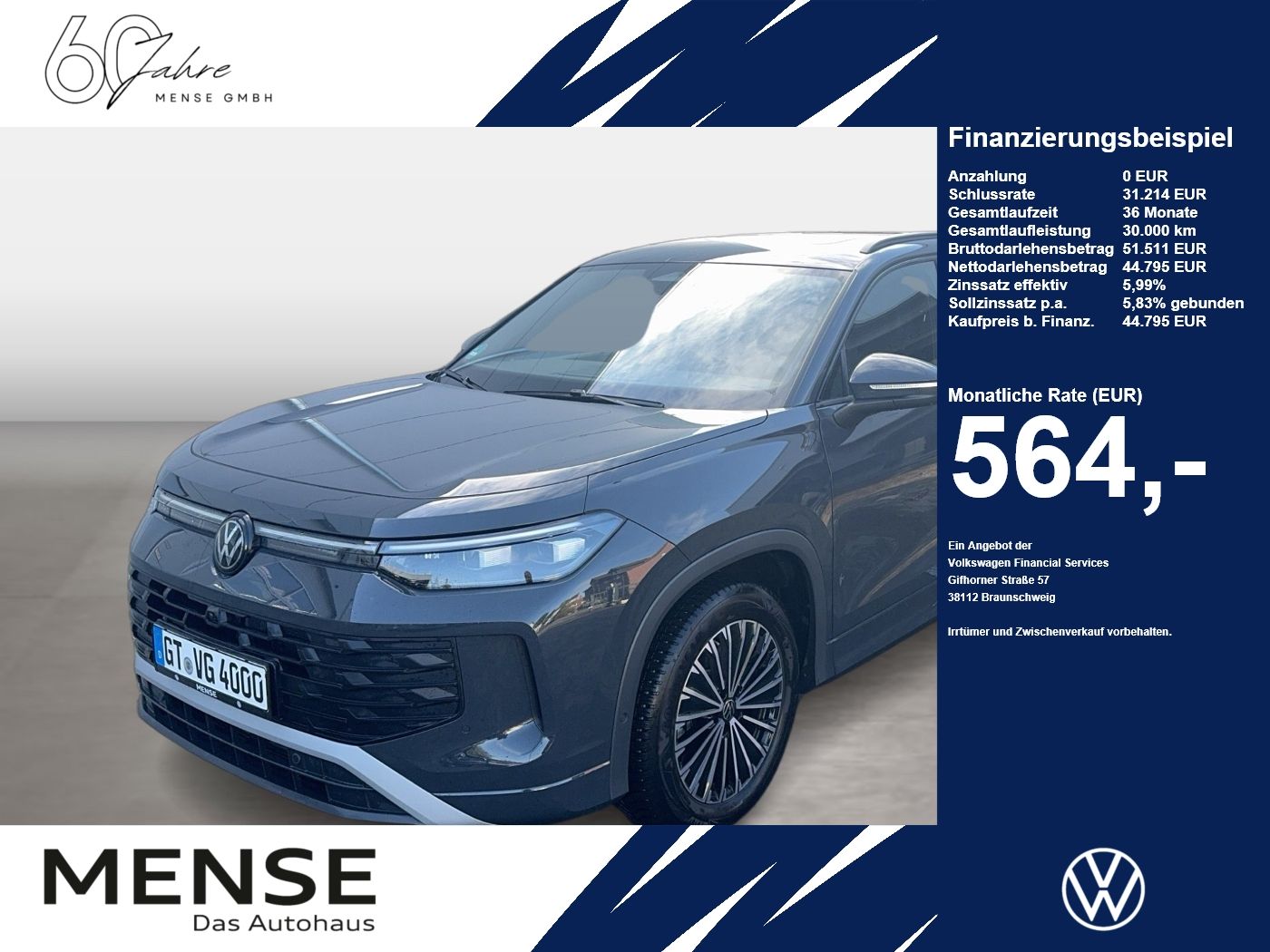 Fahrzeugabbildung Volkswagen Tayron Life 2.0 l TSI OPF 4MOTION DSG GJR Pano N - mit KI generiert/bearbeitet