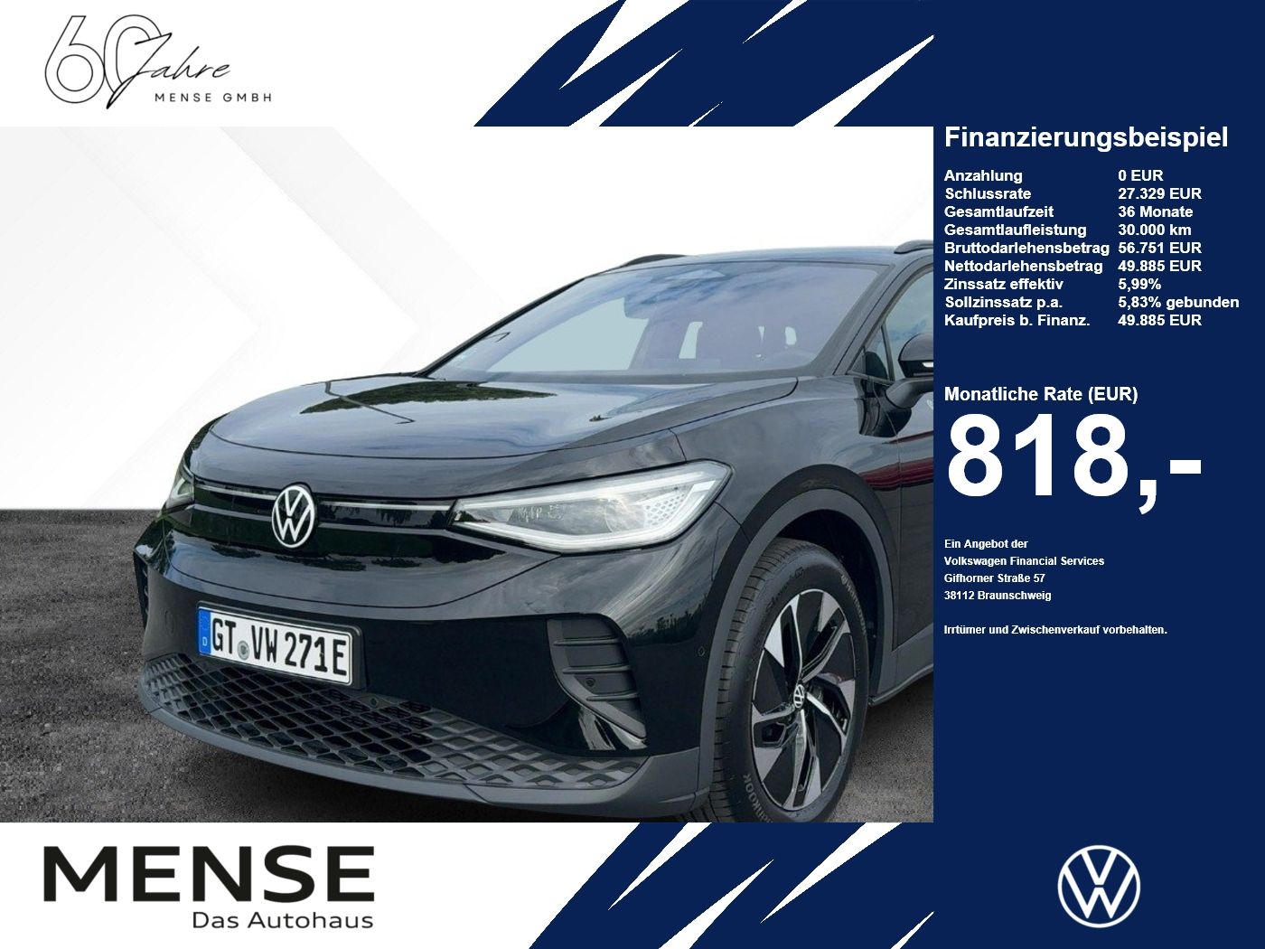 Fahrzeugabbildung Volkswagen ID.4 Pro 79 kWh 1-Gang-Automatik Wärmepumpe Matr - mit KI generiert/bearbeitet
