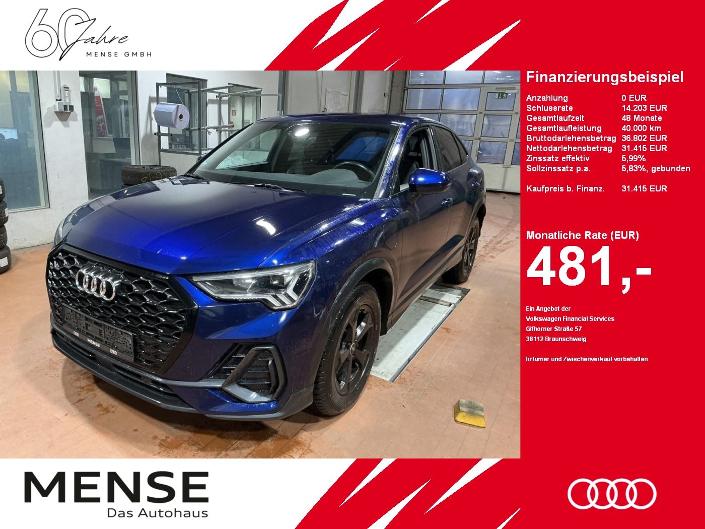 Fahrzeuge PKW autohaus mense Audi Q3 Sportback 45 TFSI e S tronic S line CarPlay