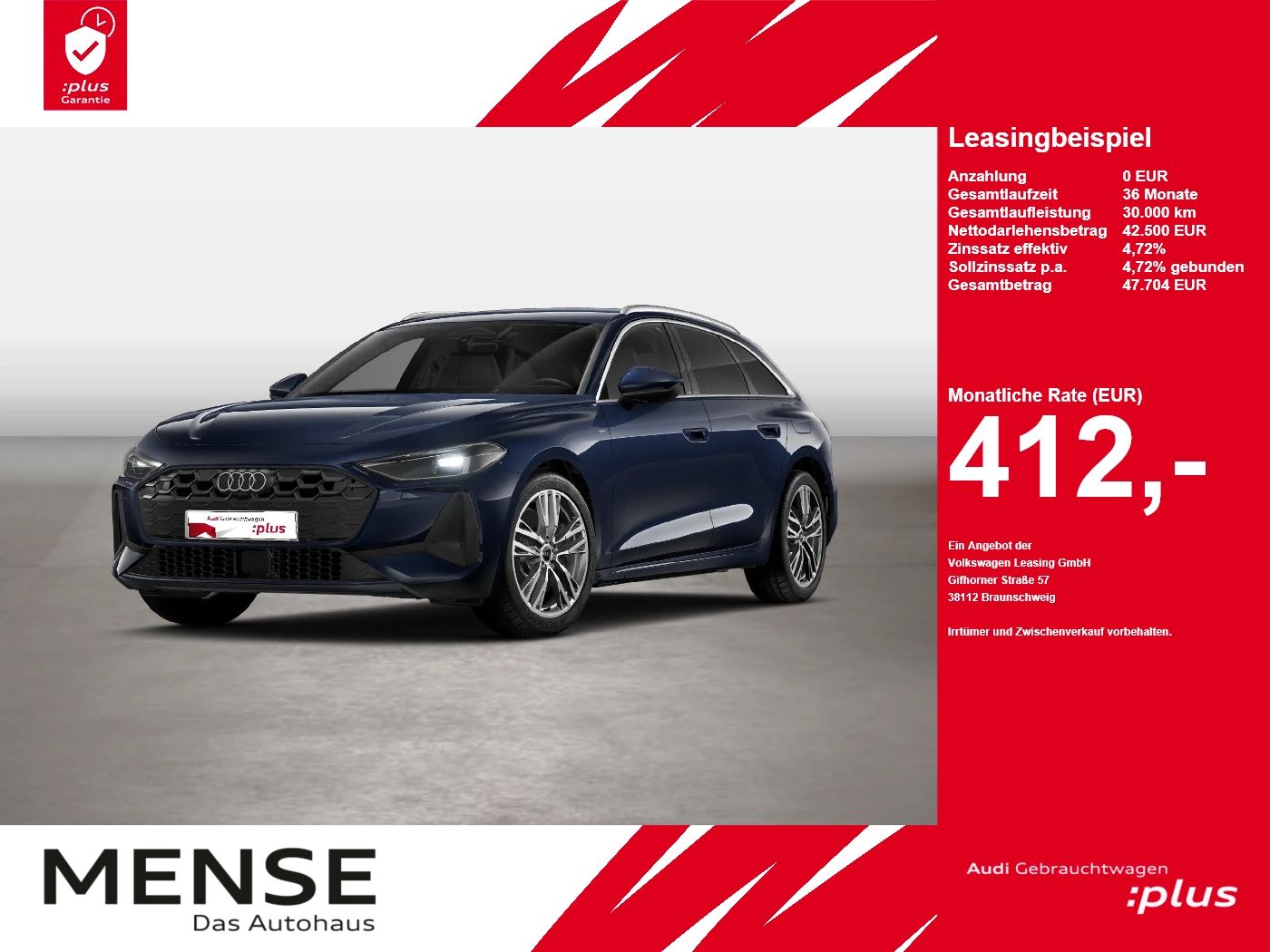 Fahrzeuge PKW autohaus mense Audi A5 Avant e-hybrid quattro 220 kW S tronic ACC LM - mit KI generiert/bearbeitet