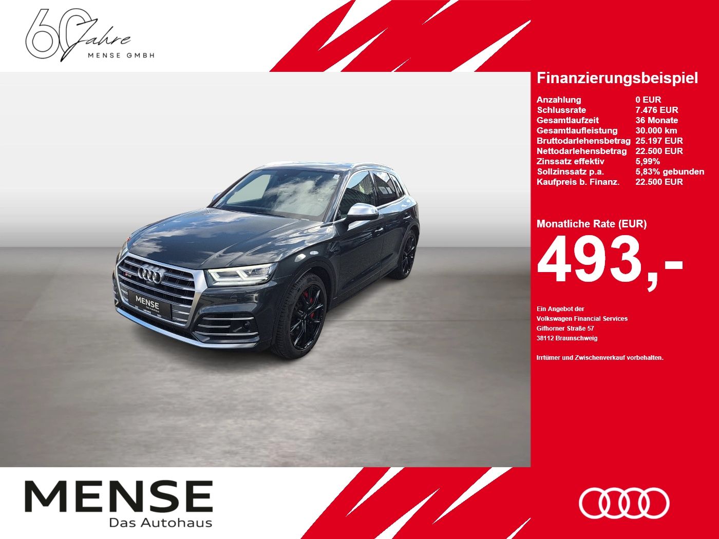 Fahrzeugabbildung Audi SQ5 SUV SQ5 TDI 255(347) tiptronic 8-stufig B&O - mit KI generiert/bearbeitet