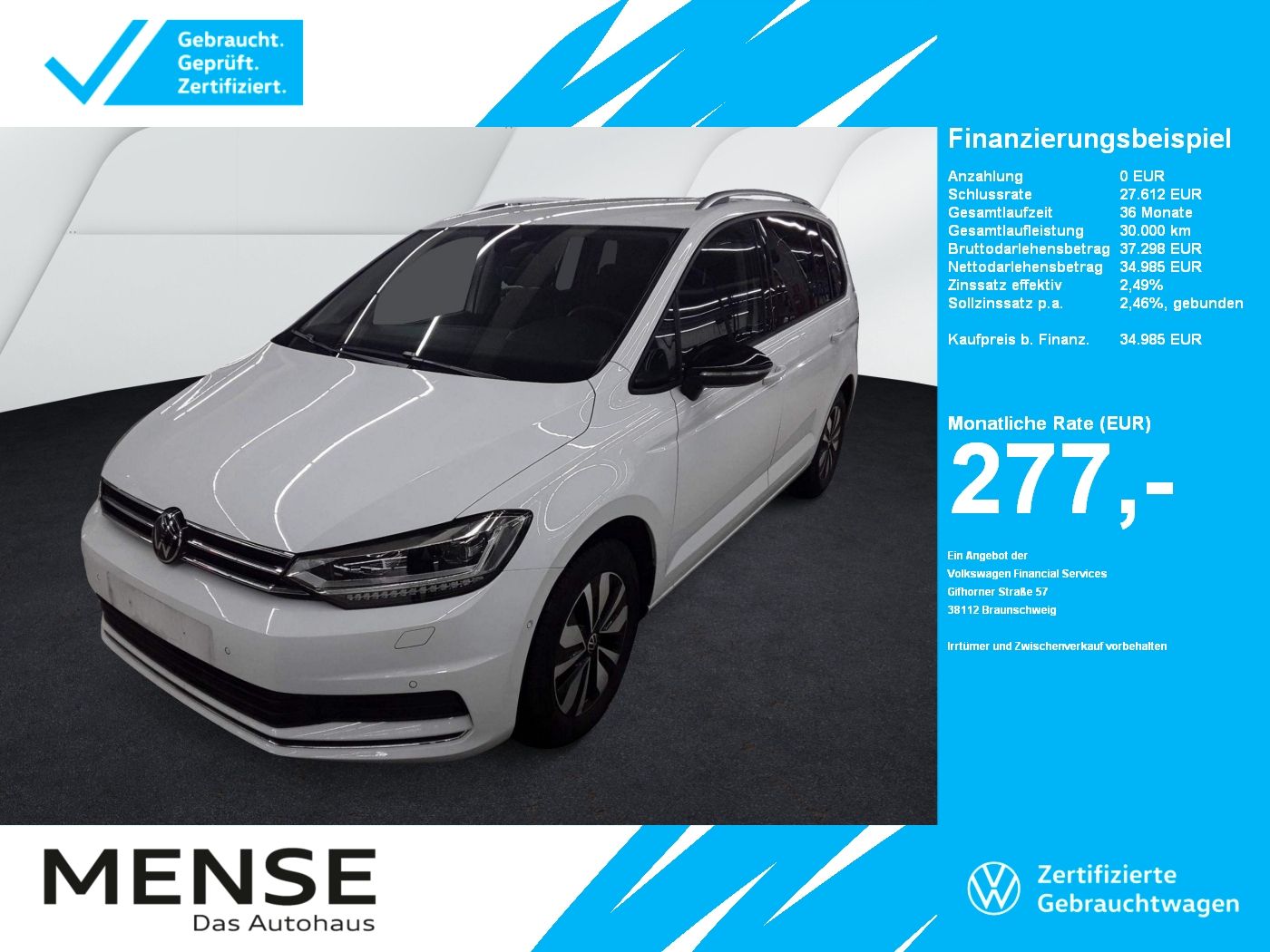 Fahrzeuge Nutzfahrzeuge/Camping autohaus mense Volkswagen Touran Comfortline BMT 2026 AHK ACC AkustikGlas