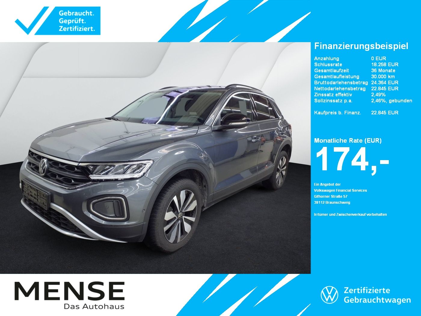 Fahrzeuge Nutzfahrzeuge/Camping autohaus mense Volkswagen T-Roc Goal 2025 (Facelift) FLA CarPlay SHZG