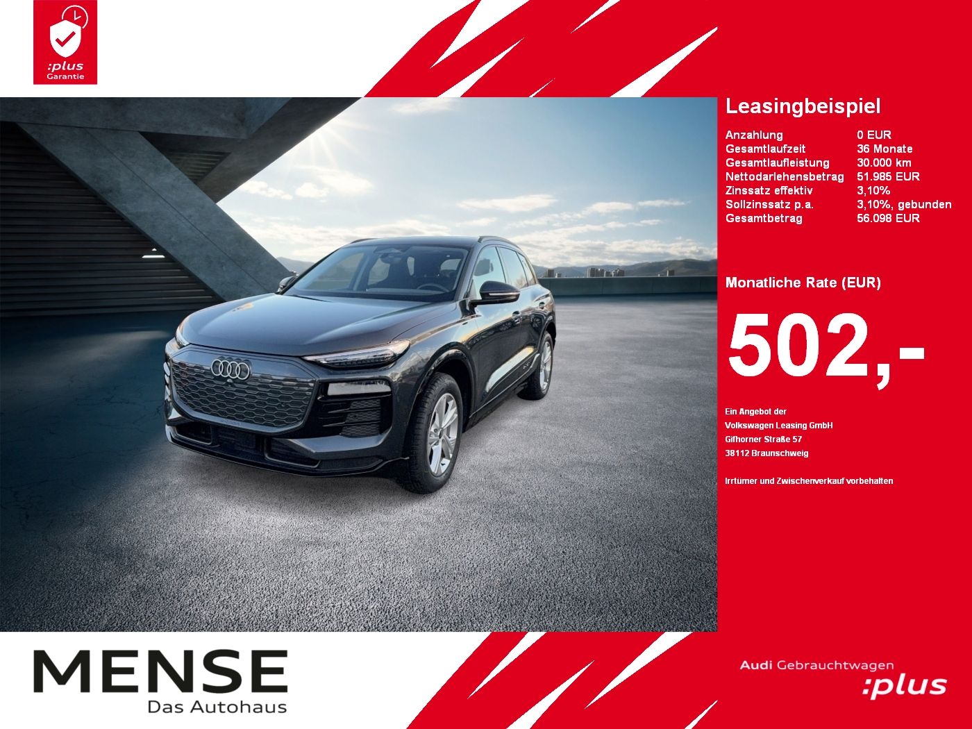 Fahrzeuge PKW autohaus mense Audi Q6 e-tron Standhzg|4xSHZG|ACC|LED|VirtualCP|PDC