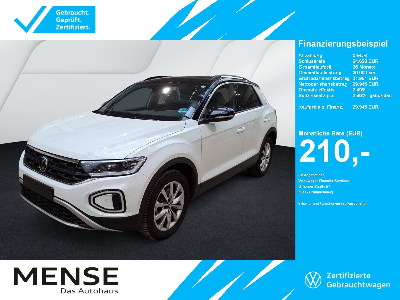 Fahrzeuge PKW autohaus mense Volkswagen T-Roc 2.0TDI DSG Goal Life CarPlay|AHK|ACC|LED