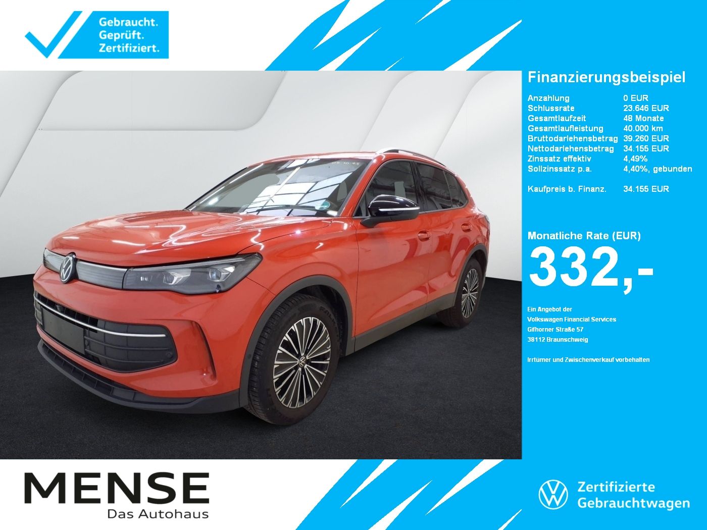 Fahrzeuge PKW autohaus mense Volkswagen Tiguan 1.5 eTSI Goal Life AHK Matrix