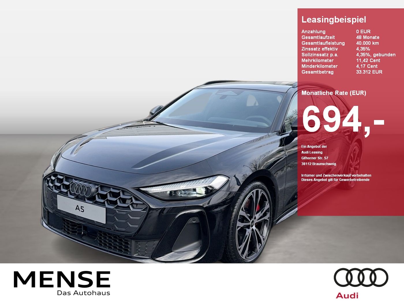 Fahrzeugabbildung Audi A5 Avant e-hybrid quattro 270 kW S tronic Matrix