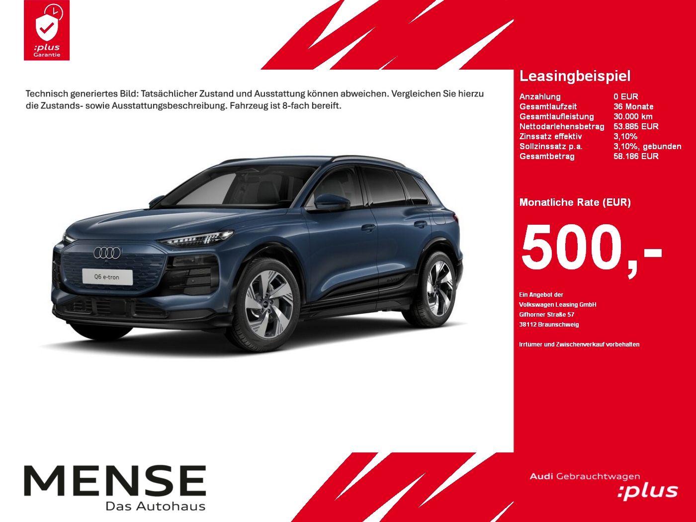 Fahrzeuge PKW autohaus mense Audi Q6 e-tron Standhzg|4xSHZG|ACC|LED|Kamera