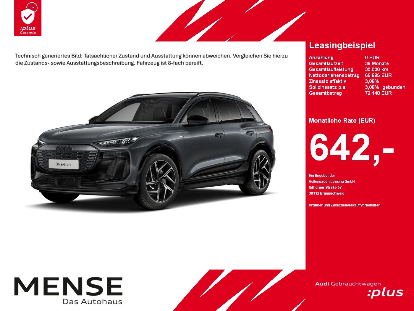 Fahrzeuge PKW autohaus mense Audi Q6 e-tron performances S line B&O|AHK|HUD