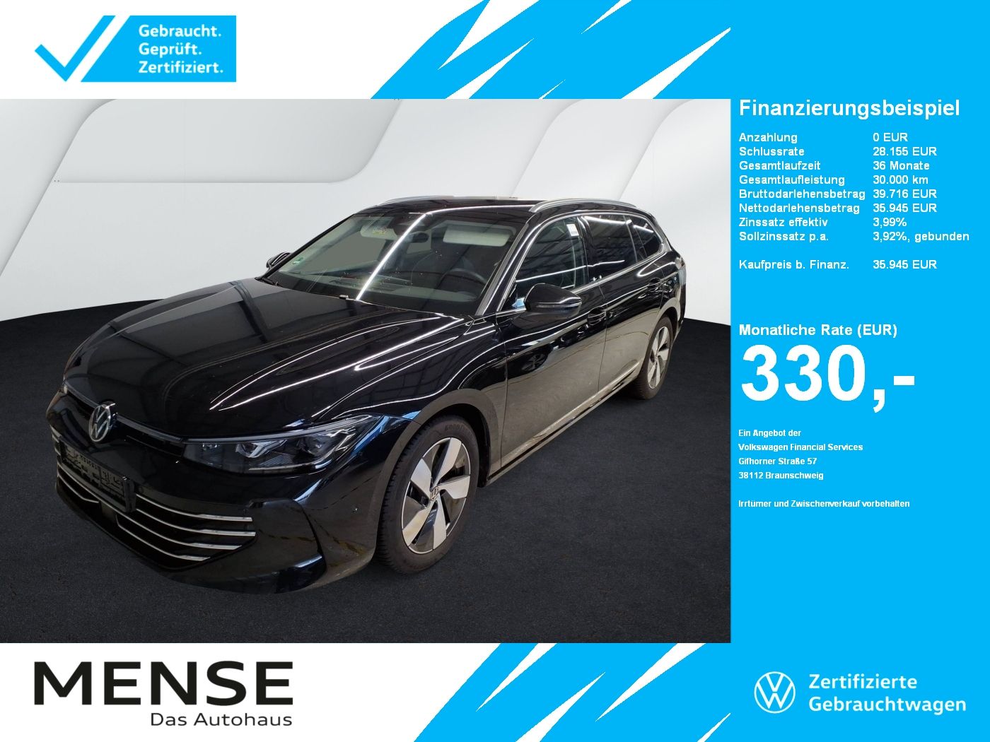 Fahrzeuge PKW autohaus mense Volkswagen Passat Variant 2.0 TDI DSG Elegance IQ.Light|AHK