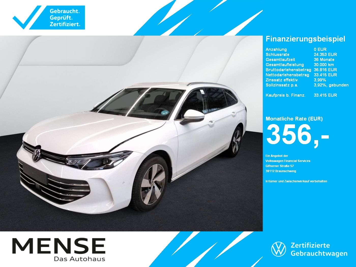 Fahrzeuge PKW autohaus mense Volkswagen Passat Variant 1.5 eTSI DSG CarPlay|AHK|ACC|LED