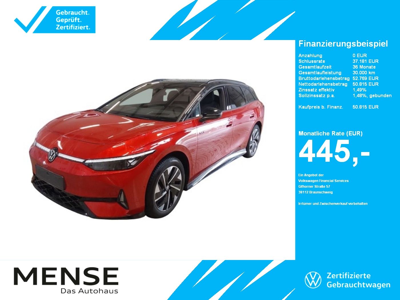 Fahrzeuge PKW autohaus mense Volkswagen ID.7 Tourer GTX 4-motion IQ.Light|Matrix|CarPlay