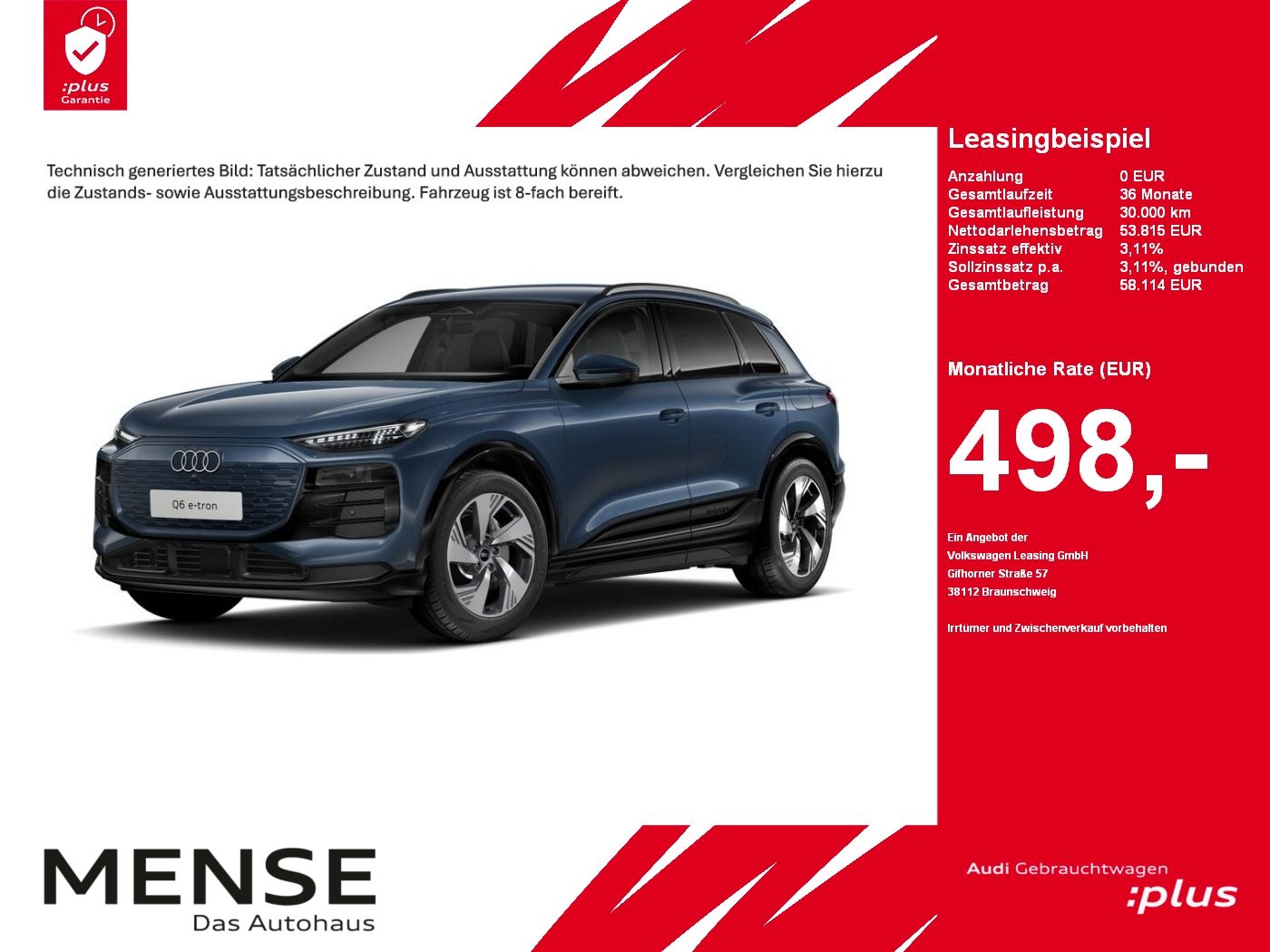 Fahrzeuge PKW autohaus mense Audi Q6 e-tron Standhzg|4xSHZG|ACC|LED|Kamera