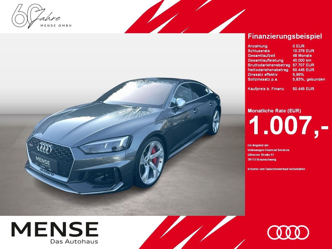 Fahrzeugabbildung Audi RS 5 Sportback 2.9 TFSI Quattro tiptronic Matrix
