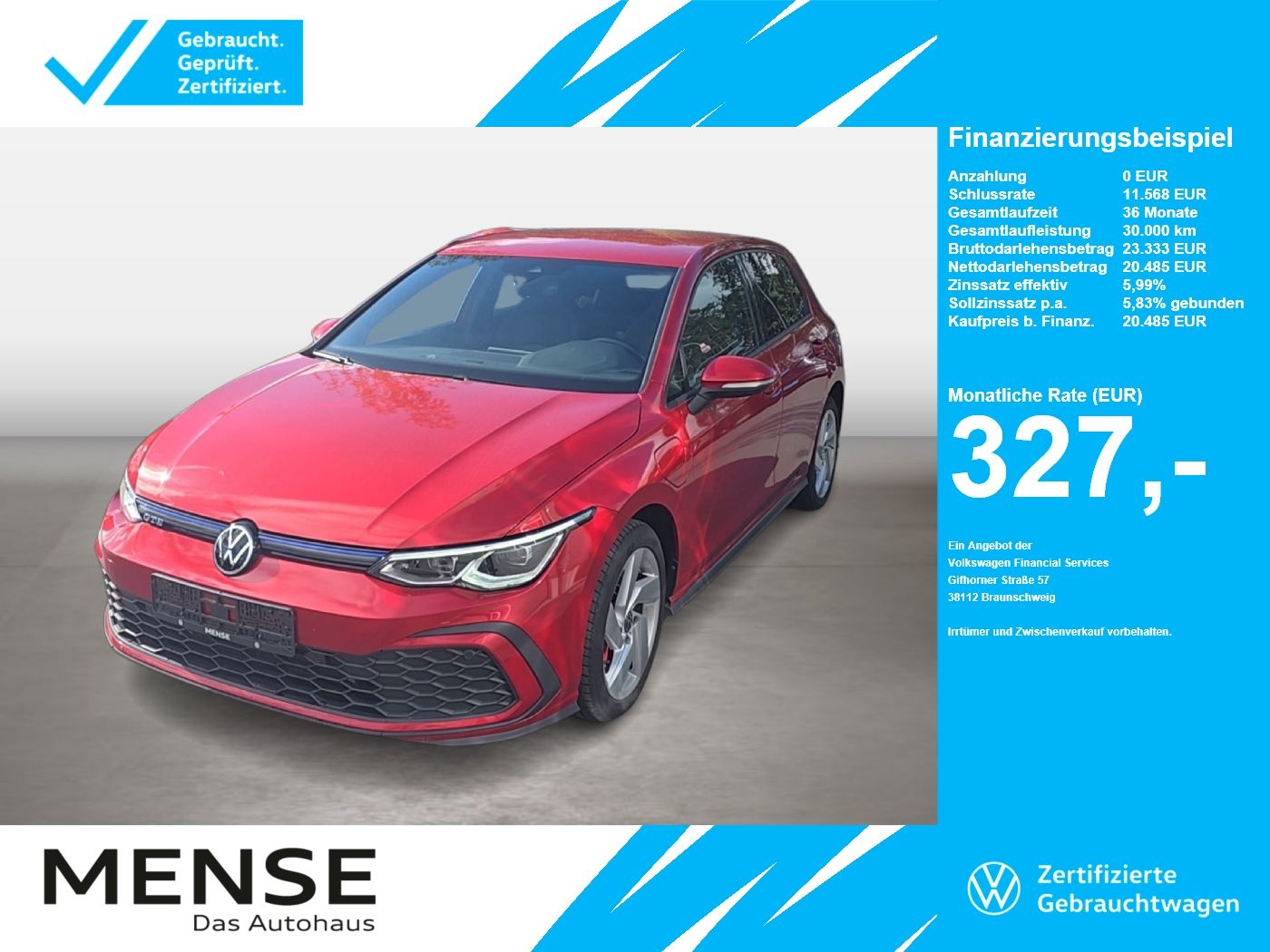 Fahrzeuge Nutzfahrzeuge/Camping autohaus mense Volkswagen Golf VIII GTE 1.4 eTSI Hybrid DSG CarPlay LED LM - mit KI generiert/bearbeitet