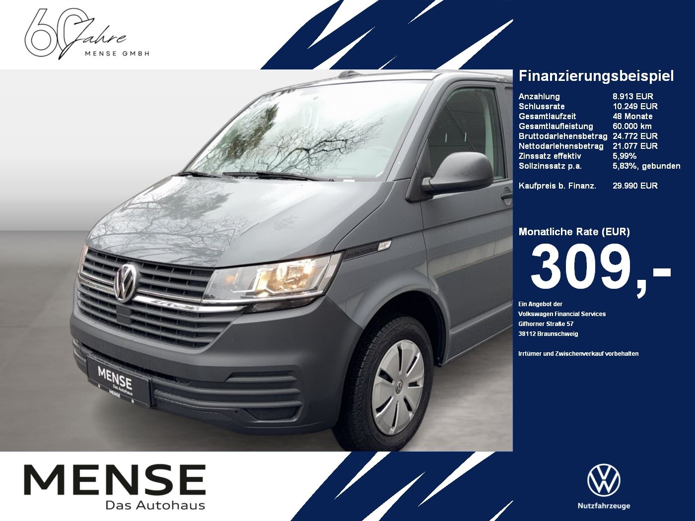 Fahrzeuge Nutzfahrzeuge/Camping autohaus mense Volkswagen T6.1 Transporter 2.0 TDI Kasten FWD CarPlay