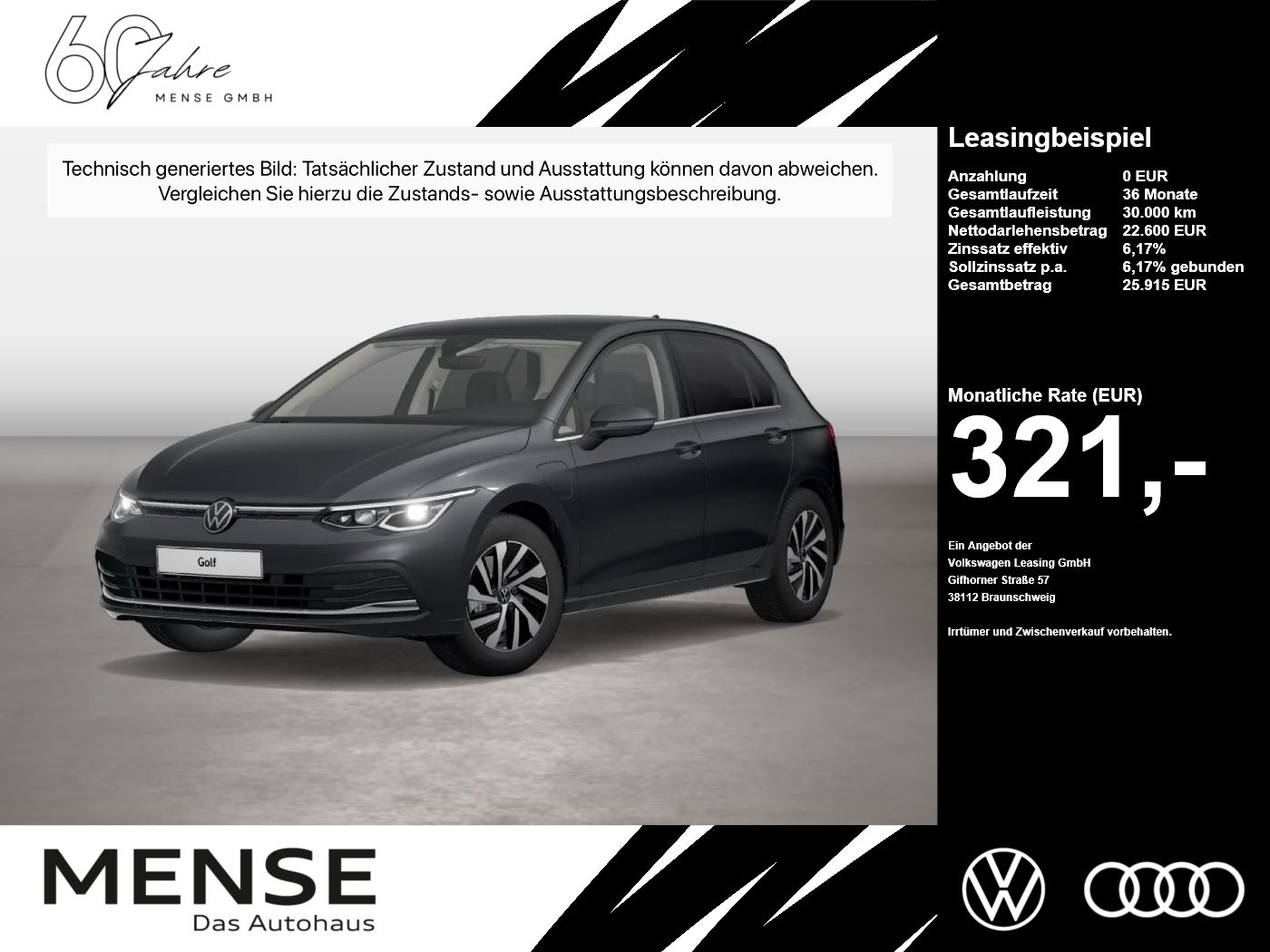 Fahrzeugabbildung Volkswagen Golf VIII 1.4 TSI eHybrid DSG Style ACC LED Soun - mit KI generiert/bearbeitet