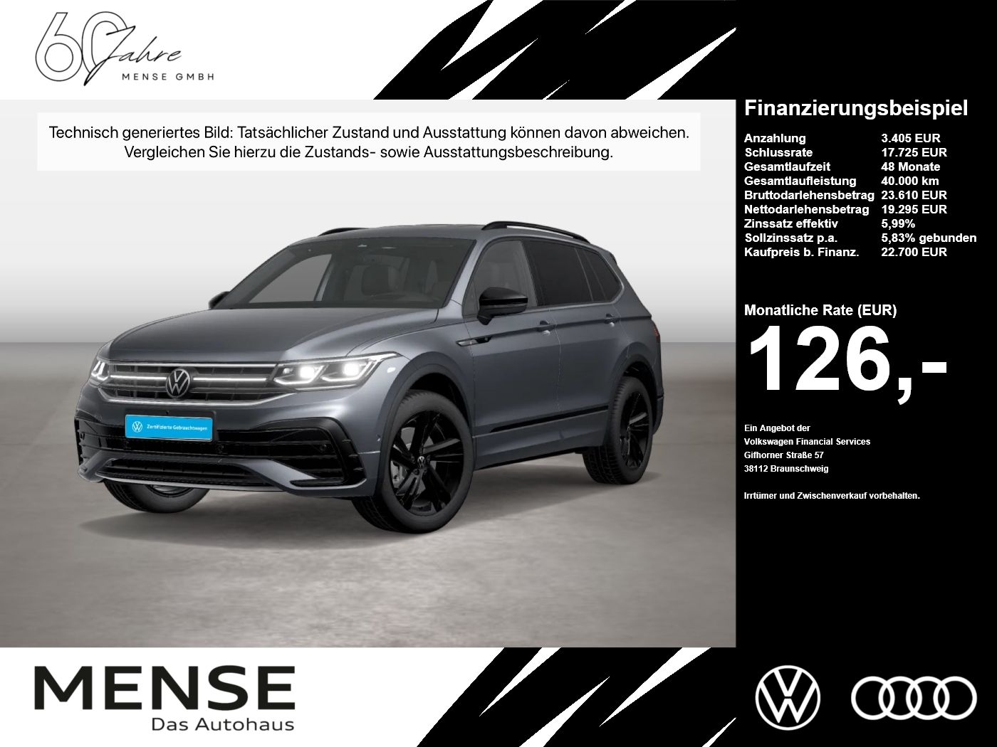 Fahrzeugabbildung Volkswagen Tiguan Allspace 2.0 TDI 4Motion DSG R-Line AHK - mit KI generiert/bearbeitet