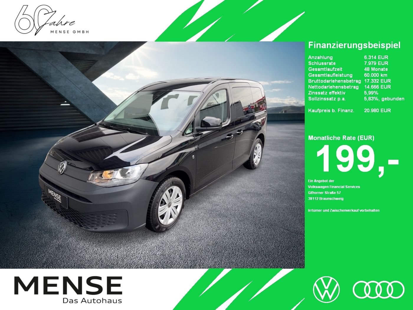 Fahrzeuge PKW autohaus mense Volkswagen Caddy 2.0 TDI CarPlay|AHK|Navi|KlimaA|LaneAss