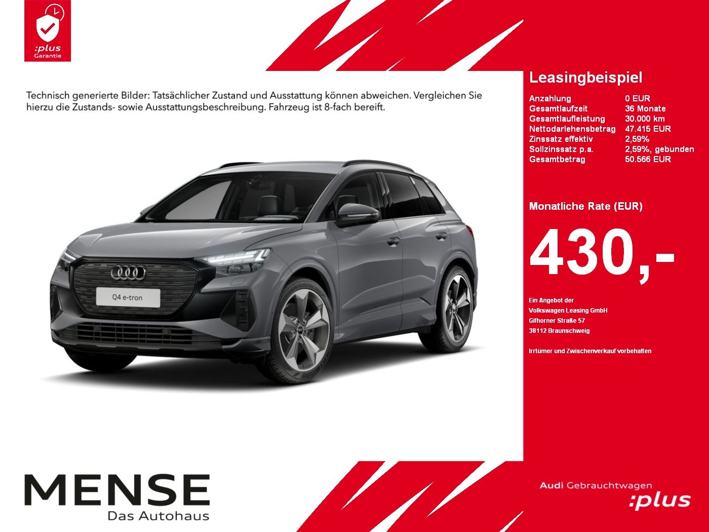 Fahrzeuge PKW autohaus mense Audi Q4 e-tron 45 Matrix|AHK|HUD|Standhzg|ACC|LED|PDC