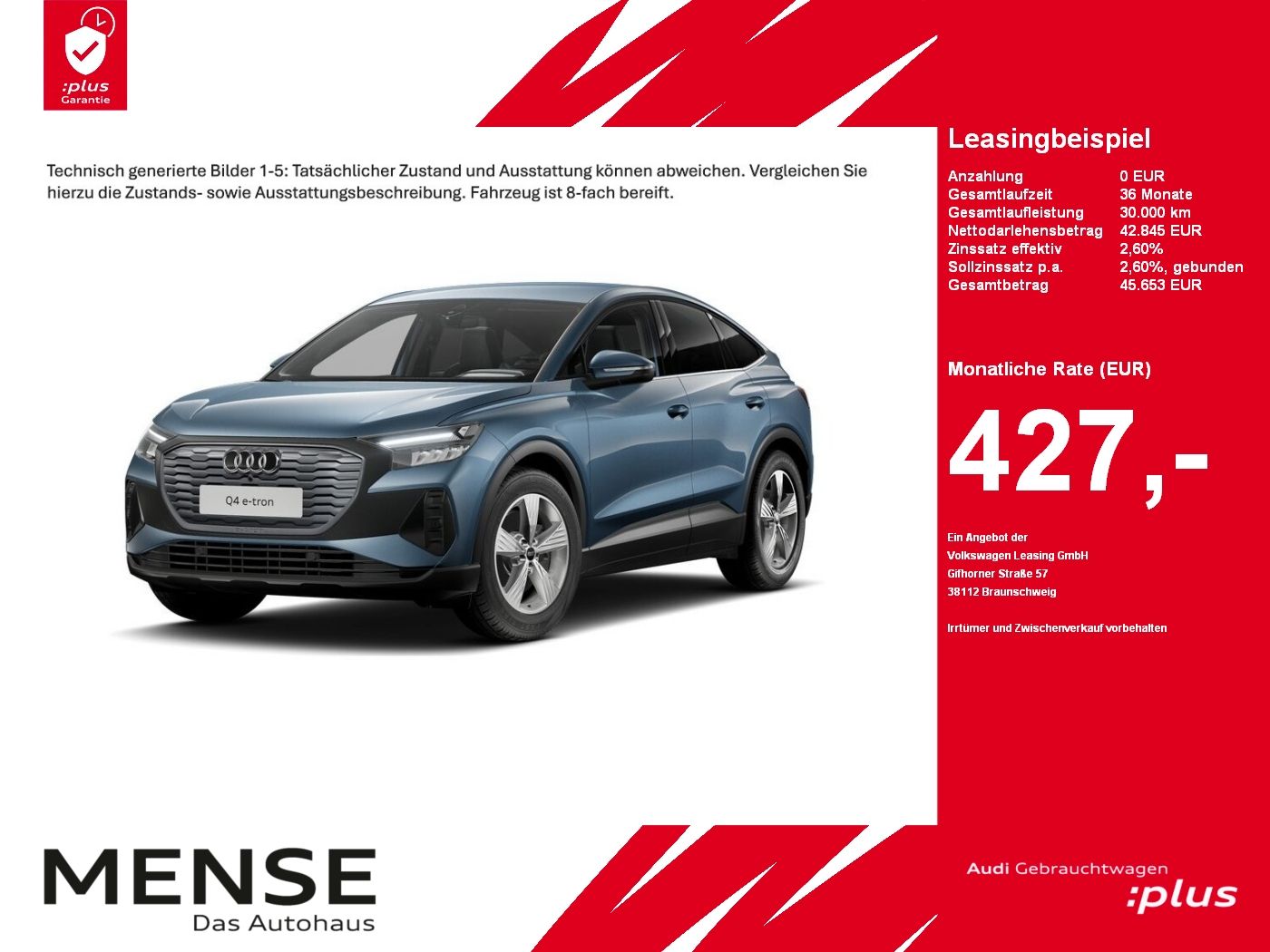 Fahrzeuge PKW autohaus mense Audi Q4 Sportback e-tron 45 AHK|Standhzg|LED|Navi|PDC