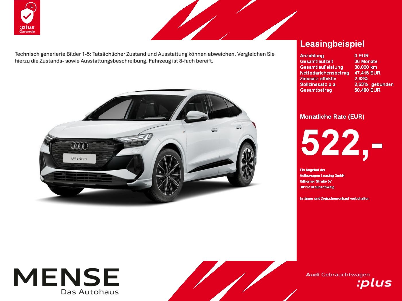Fahrzeuge PKW autohaus mense Audi Q4 Sportback e-tron 45 quattro S-Line Matrix|AHK