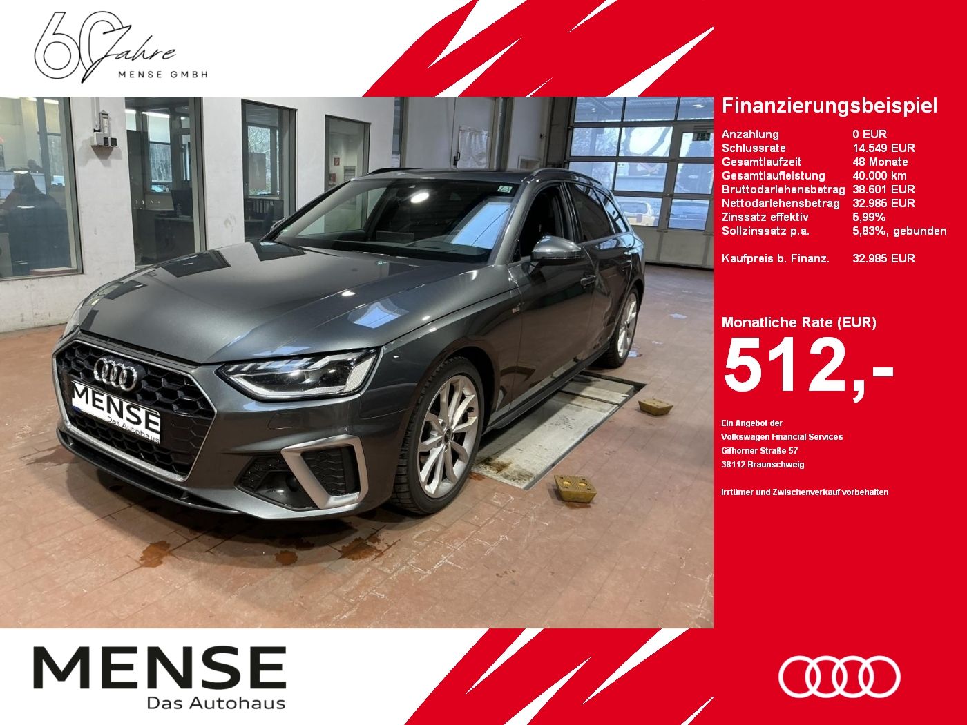 Fahrzeuge PKW autohaus mense Audi A4 Avant 50 TDI quattro tiptronic S line Matrix