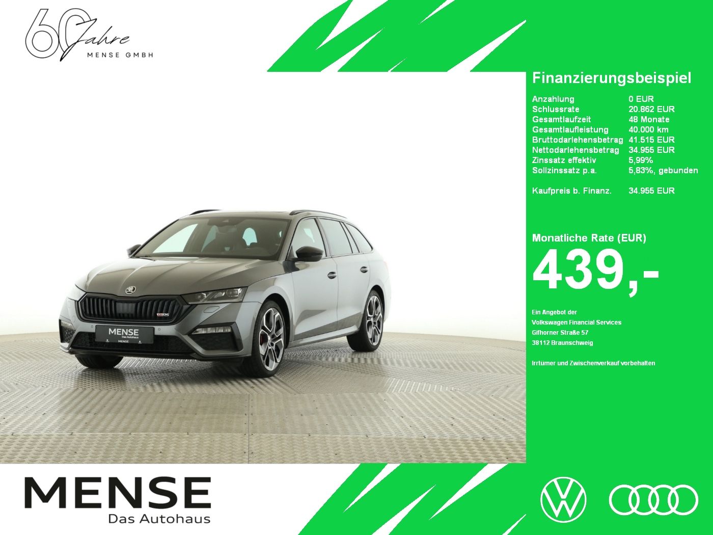 Fahrzeuge PKW autohaus mense SKODA Octavia Combi 2.0 TSI RS Plus AHK|HUD|Pano|SD|LM