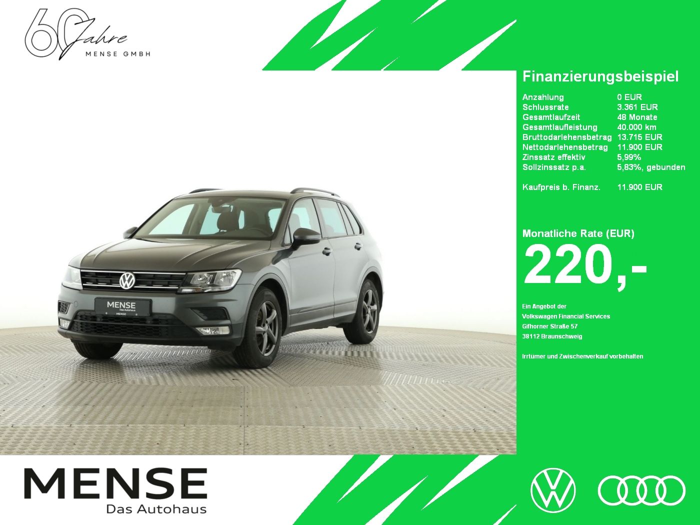 Fahrzeuge PKW autohaus mense Volkswagen Tiguan 1.4 TSI BMT Trendline KlimaA|LaneAss|PDC