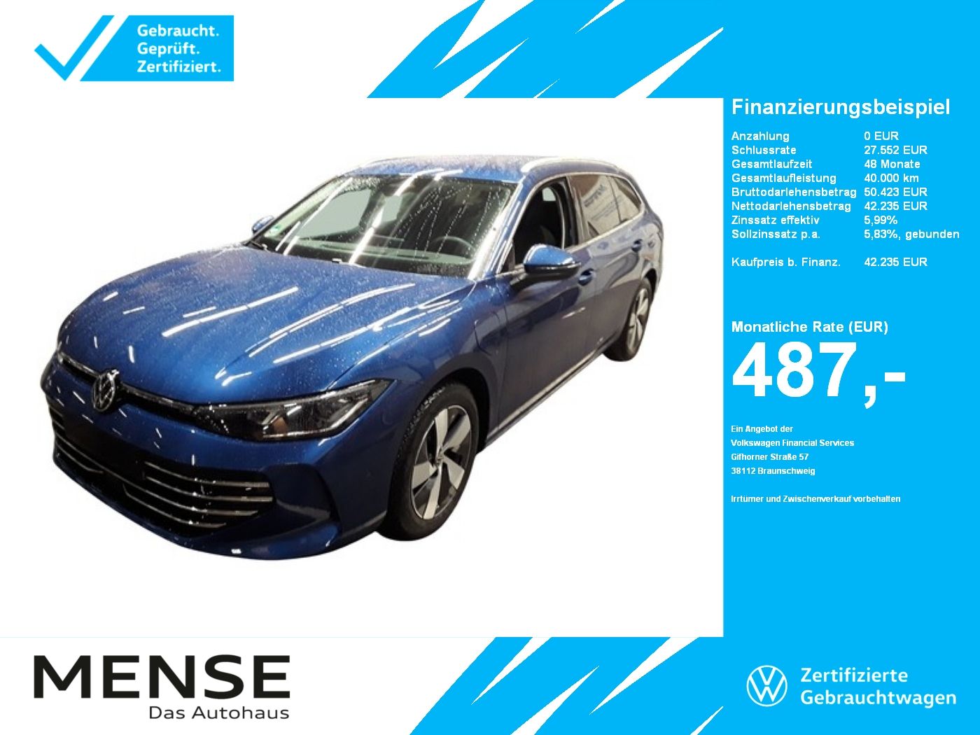 Fahrzeuge PKW autohaus mense Volkswagen Passat Variant 1.5 TSI eHybrid Elegance IQ.Light