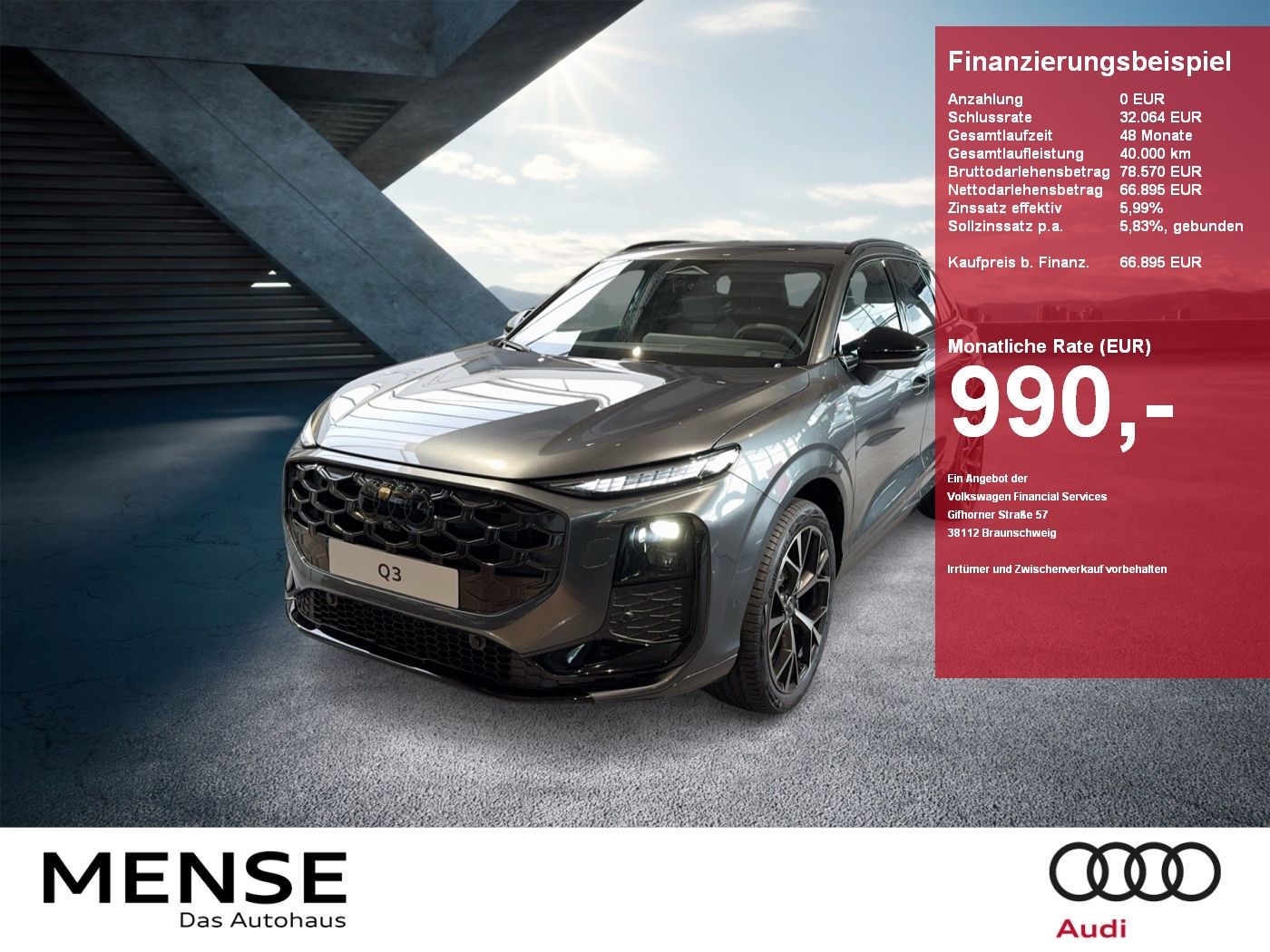 Fahrzeuge PKW autohaus mense Audi Q3 SUV TFSI 195 kW S tronic DigiMatrix|Sonos|Pan