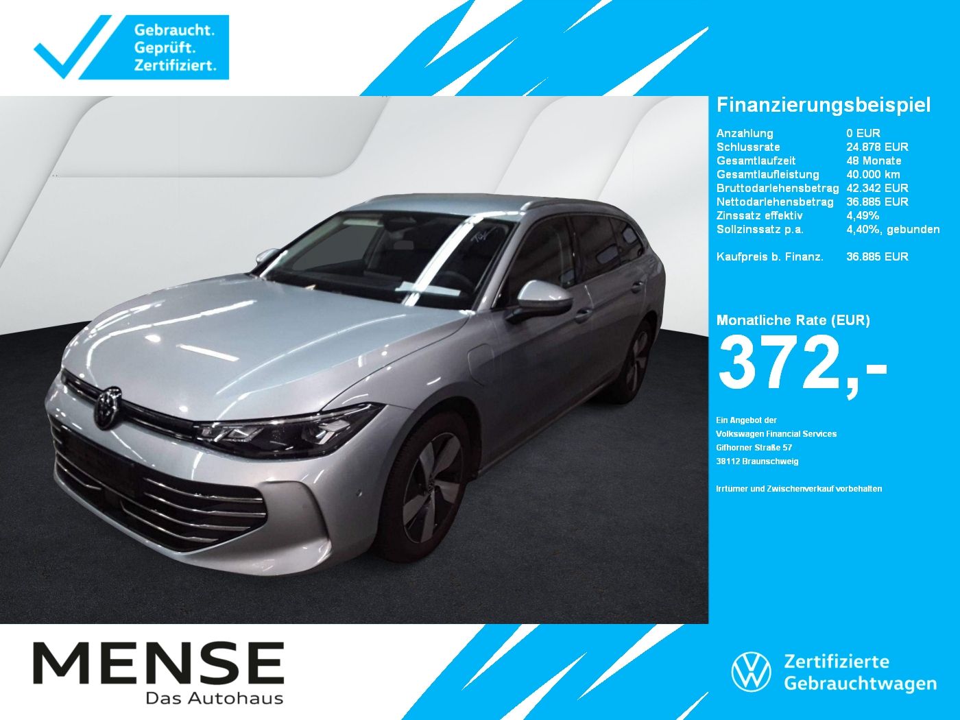 Fahrzeuge PKW autohaus mense Volkswagen Passat Variant 1.5 TSI eHybrid CarPlay|AHK|HUD