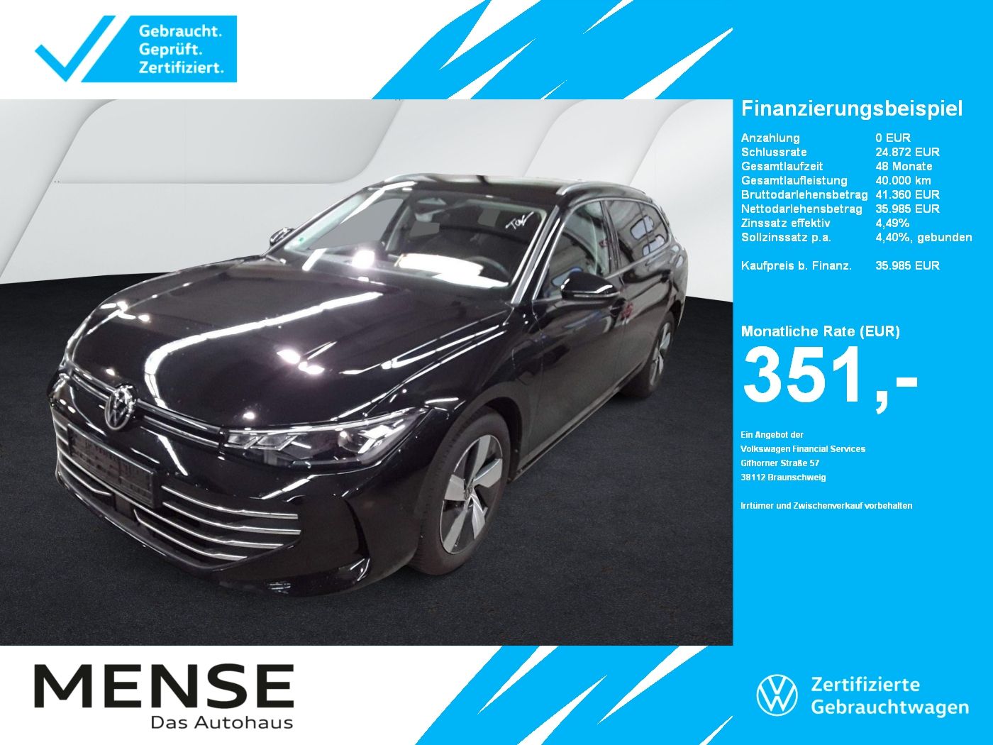 Fahrzeuge PKW autohaus mense Volkswagen Passat Variant 1.5 TSI e-Hybrid DSG Business AHK